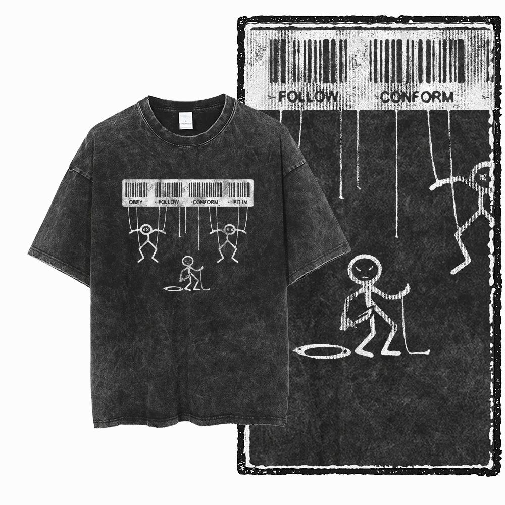 ZG Cool Printed Cotton Acid Washed Exclusive Graphic Unisex T Shirt Cool Vintage Streetwear Men Tshirts Big Size Tee for Men