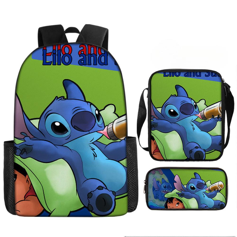 Disney Stitch School Backpack Oxford Cloth Lightweight Breathable Bookbag For Kids