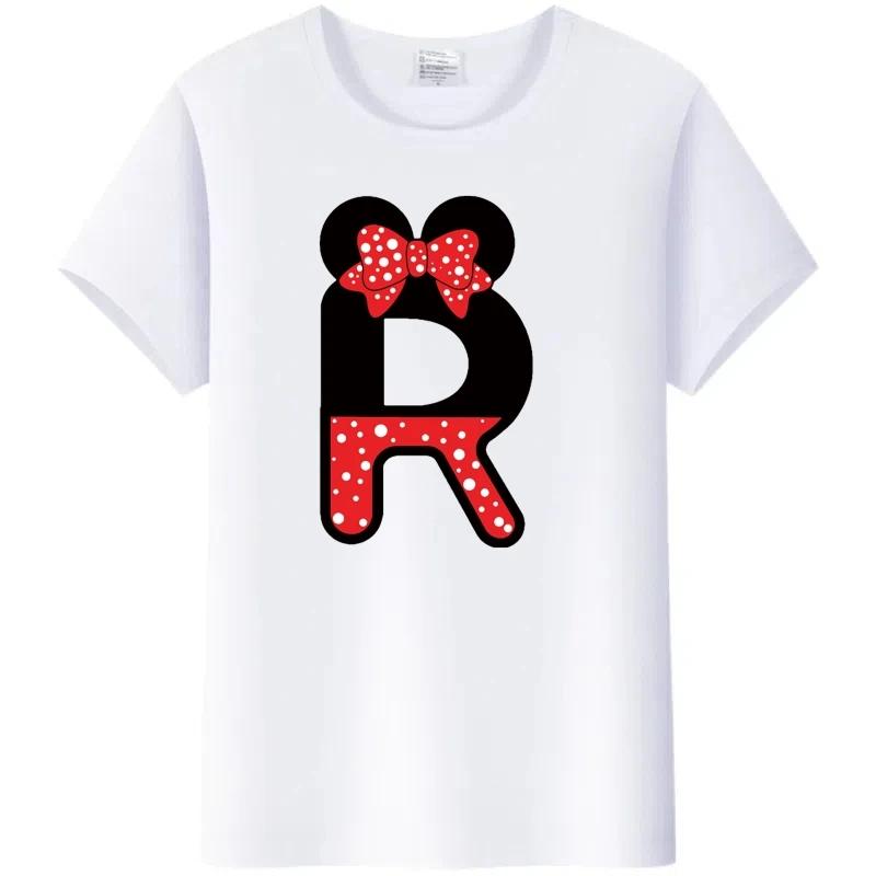 Fashion Blouses Letters Cartoon Mickey Mouse Minnie Printed Family T-Shirts Tshirt Harajuku 90S Top Gift Unisex