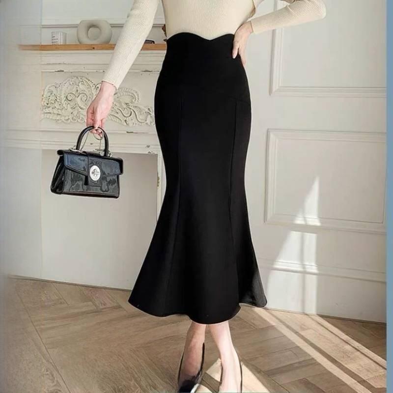 Womens Vintage High Waist Long A Line Skirt With Slit For Office And Casual Wear
