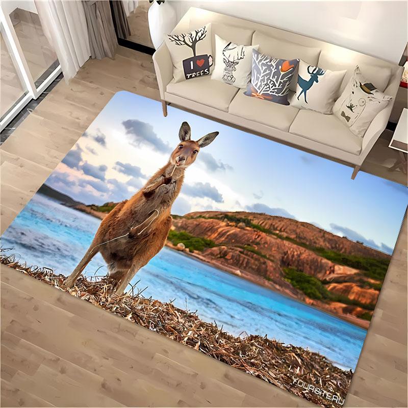 Australia Kangaroo 3D HD Area Carpet,Rugs for Living Room Tapete for Bedroom Sofa Kitchen Doormat Decor,Kid's Non-slip Floor Mat