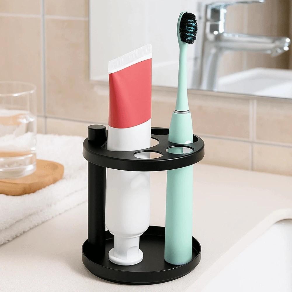Stainless Steel Toothbrush Toothpaste Holder Space Saving Anti-slip Toothbrush Stand with Ventilated Slots Toothbrush Rack
