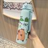 Convenient 800M Water Bottle Plastic Capybara Printed Straw Cup Large Capacity Leakproof Water Sippy Cup Outdoor Travel