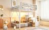 Loft Bed 140x200 with LED Light Strip, Safety Ladder and Flexible Storage Metal Bed Adult Bed Children's Bunk Bed White