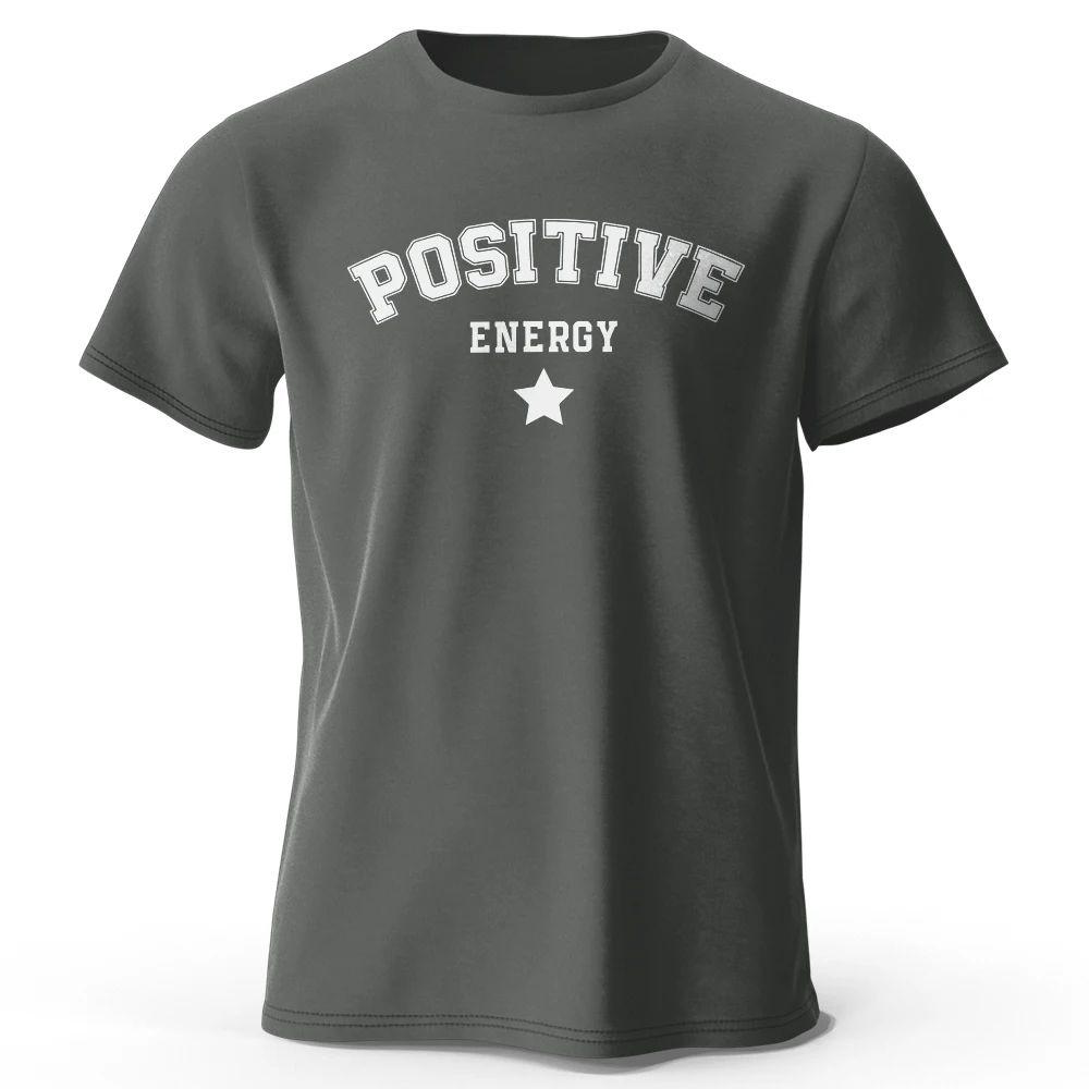 Positive Energy Tees and TShirt Y2k Tops Print Cotton Oversized T Shirt Fashion Casual Streetwear Clothing Unisex