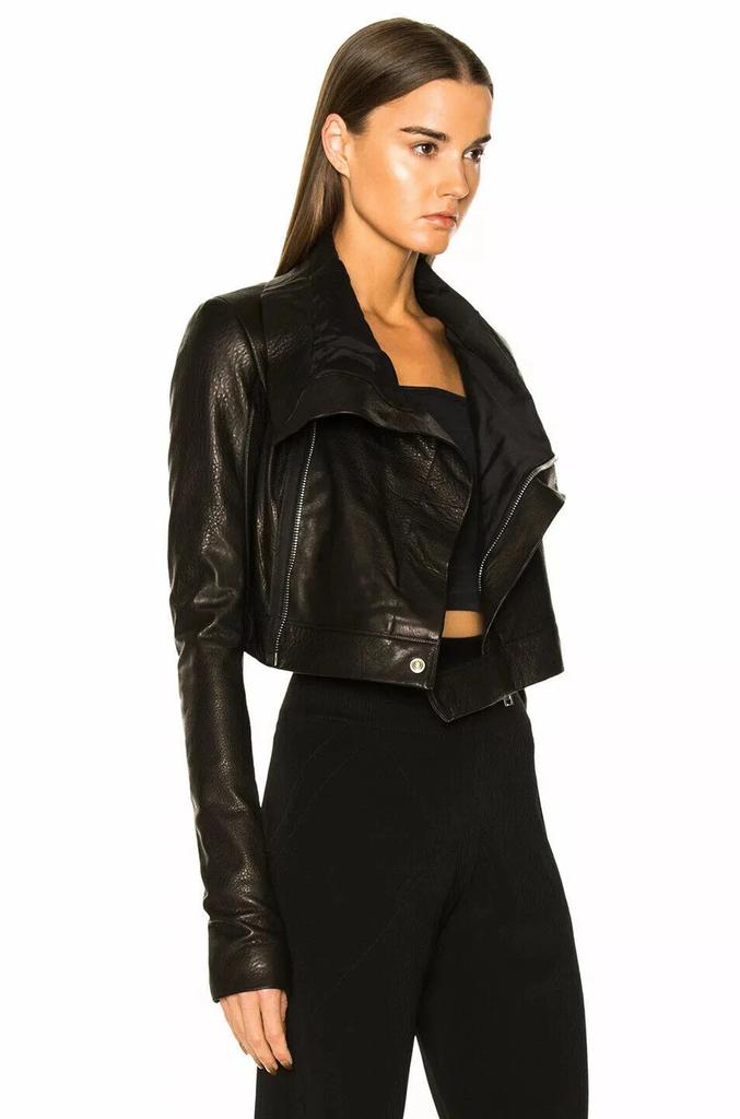 Jacket Handmade Biker Casual Wear New Women's Black Fashionable Crop Real Leather