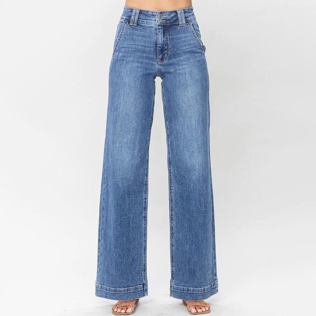 Jeans For Women Wide Leg High Waisted Stretchy Straight Leg Jean With Pockets