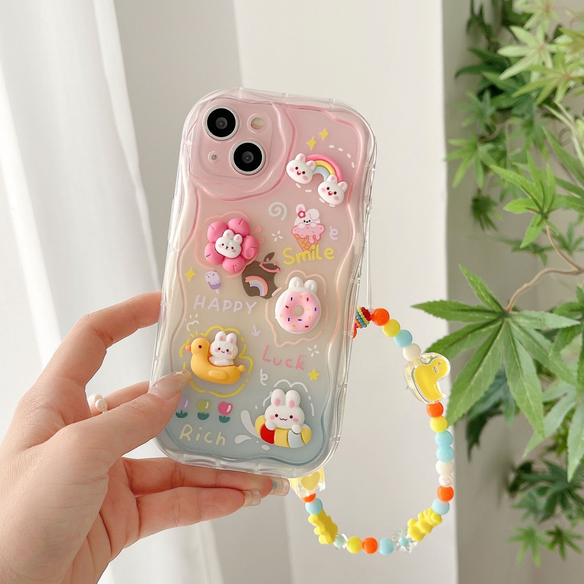 

Three dimensional Doll Suitable for Apple 16pro Rainbow Duck DIY Mobile Phone Case with Bracelet Iphone15 Protective Cover 14 Apple 13