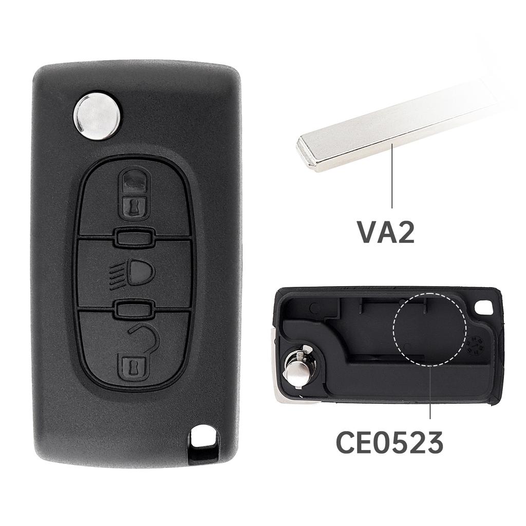 3 Button Flip Key Fob Case Replacement Durabled for 207-407 Citroen C1-C4 with Tools Key Chain Screwdriver