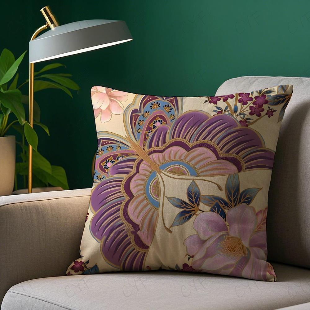 Indonesia B-Batik Design Pillow Case Anti-Dustmite Pillowcase Invisible Zipper Silky Short Plush Sofa Cushion Cover