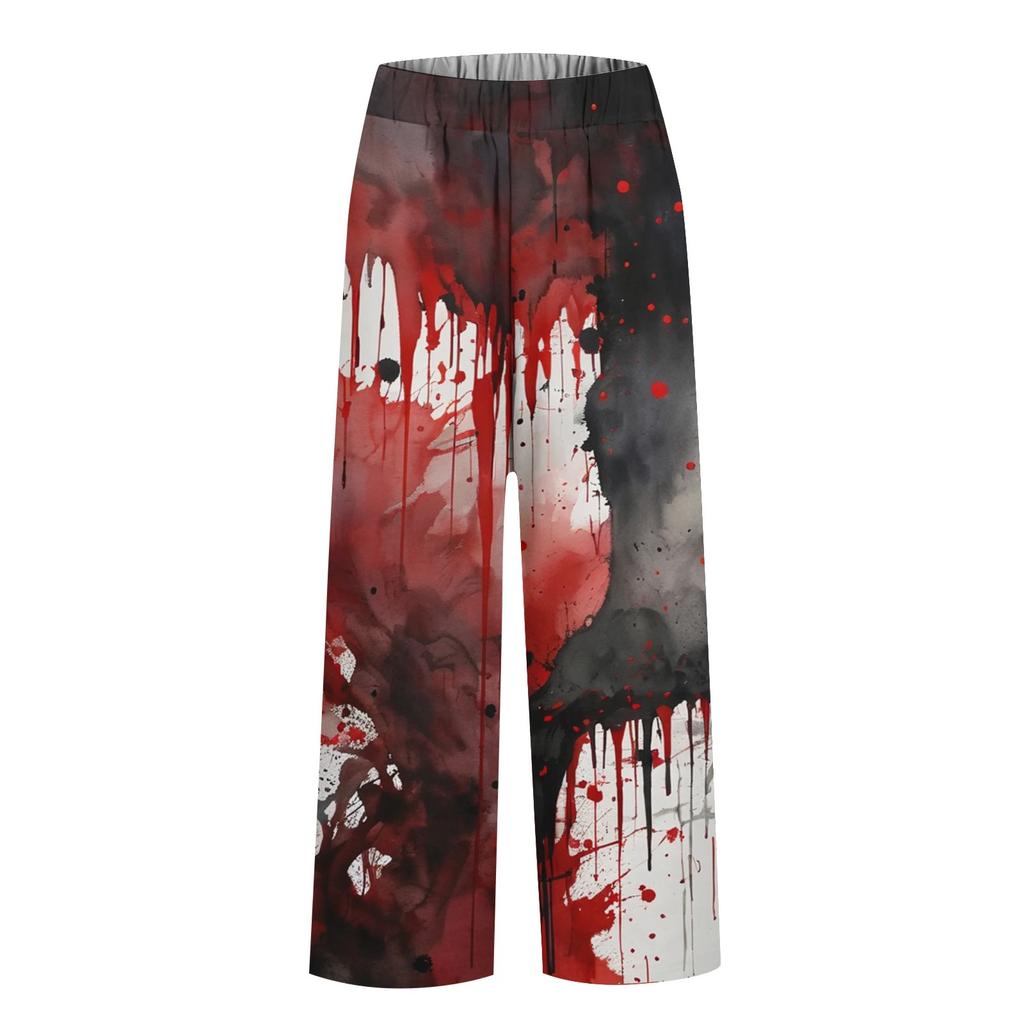 Women's Casual Fashion Halloween Printed Straight Leg Pants Pants With Pockets
