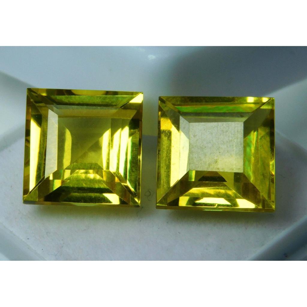 NATURAL Yellow SAPPHIRE Square Cut 16.1 Ct CERTIFIED Pair Gemstone For Gifting