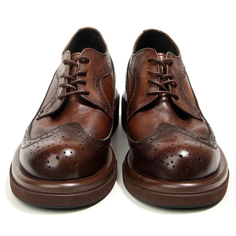 Genuine Leather Men'S Block Shoes Mens Business Shoes Luxury Newest Handmade Comfortable Man Casual Shoes Retro Men Leather Shoes