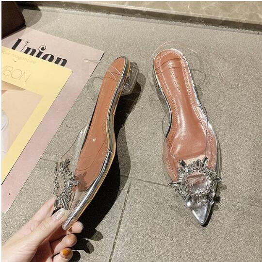 Clear Transparent Heel Sandals Sun Flower Sandals Women Shoes Woman 2026 New Summer Crystal Sexy Ladies Pumps Plus Size 42