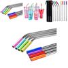 Elegant And Durable 8 Pcs Stainless Steel Metal Drinking Straws With Silicone Tips