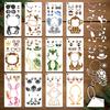 12Pcs 12 Styles PET Hollow Out Drawing Painting Stencils for DIY Scrapbook Photo Album Animals 240x120mm 1pc/style
