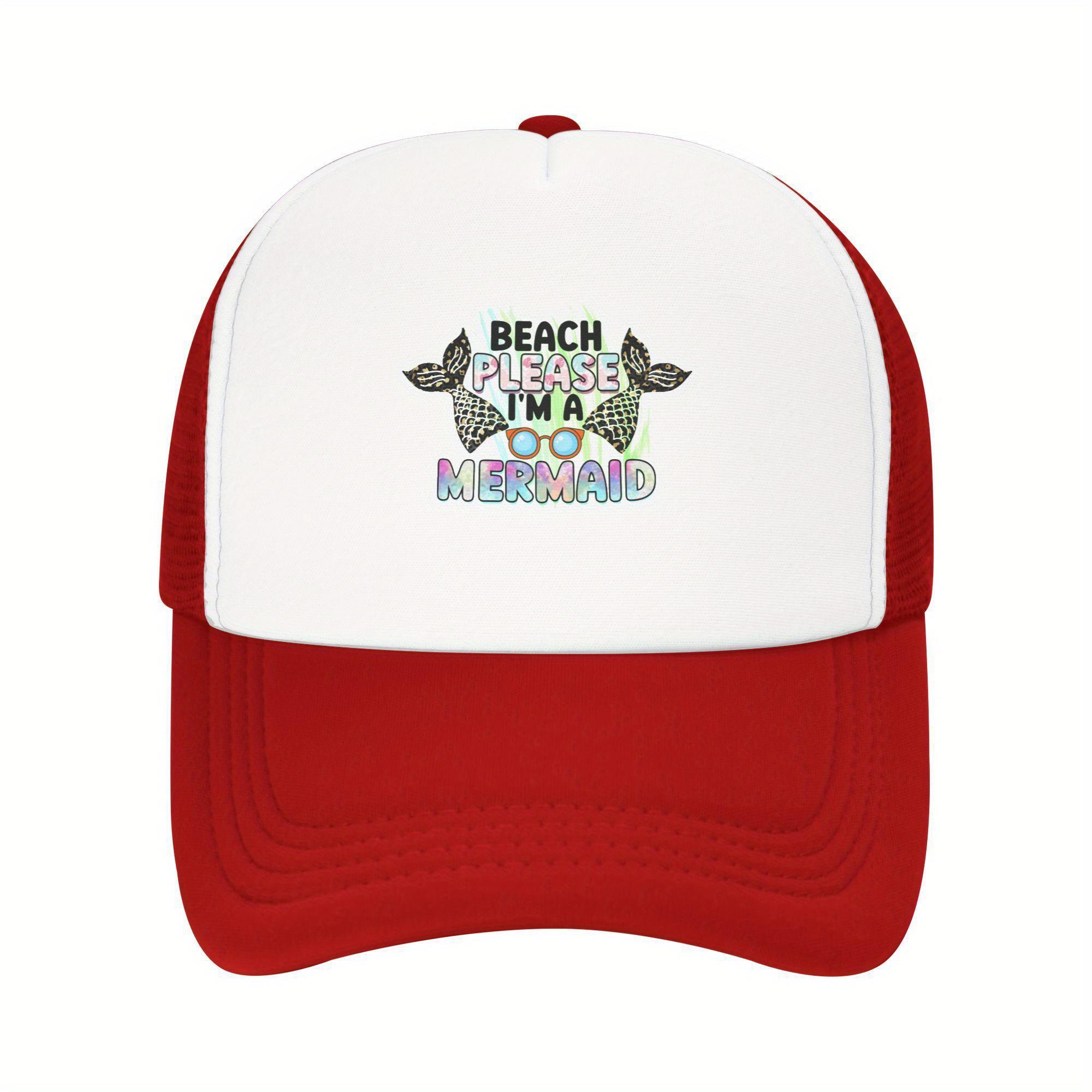 

Beach Please Im A Mermaid Trucker Cap Polyester Mesh Adjustable Casual Hat One Size