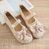 2025 Summer New Old North Cloth Shoes Women's Bow Hole Hollow Maternity Shoes Fisherman Shoes Doudou Women's Single Shoes