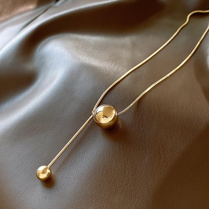 Simple Golden Ball Pendant Stainless Steel Short Necklace Non Fading Jewelry Sexy Elegent Neck Chain For Woman Gifts
