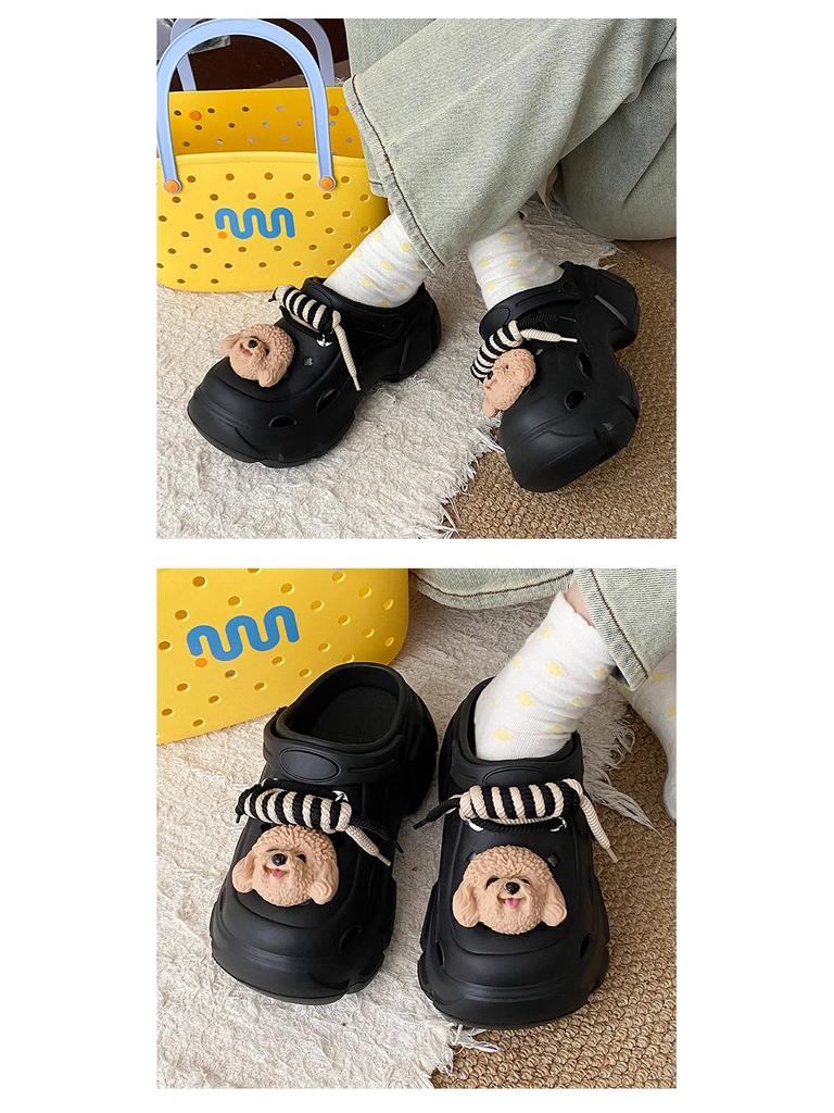 Adorable Kids' Non-Slip Puppy Clogs for Girls - 2025 Summer Beach Toe Slippers with Thick Soles