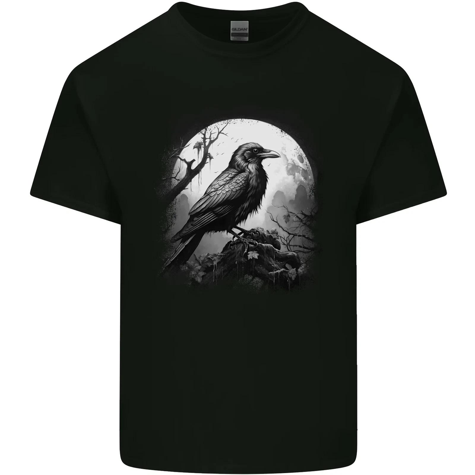 A Moonlit Raven Vikings Fantasy Mythology Crow Kids T-Shirt Childrens L