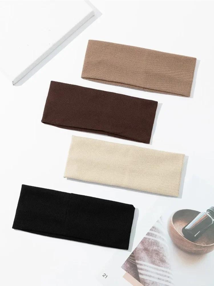 4pcs/Set Fashion Wide Solid Color HairBands Soft Elastic Headband Women Girl Knitted Makeup Running Sports Yoga Hair Accessories