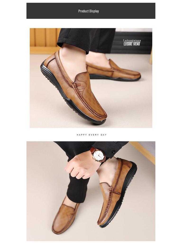 Men's Casual Leather Moccasins - 2025 Autumn, Breathable, Soft Sole, Slip-On Driving Shoes