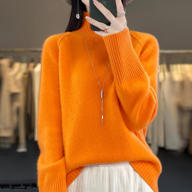 Women Sweater 100% Wool MODERN NEW SAGA Turtleneck Knit Pullover Thick Winter Jumpers Female Knit Tops