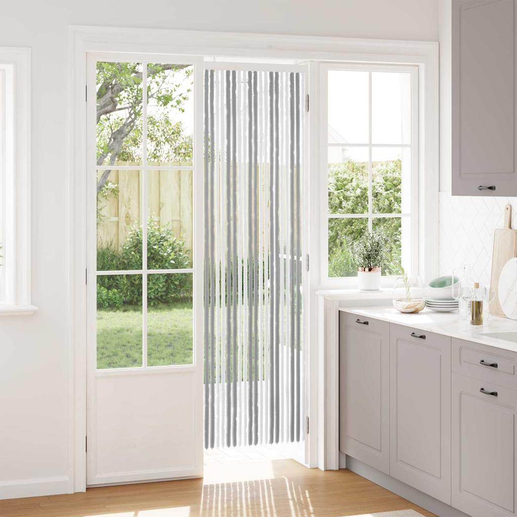 Insect Screen Curtain Chenille Grey and White 56 x 200 cm