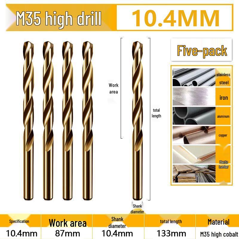 Burghiu elicoidal M35 Cobalt pentru tablă metalică din oțel inoxidabil de înaltă duritate.