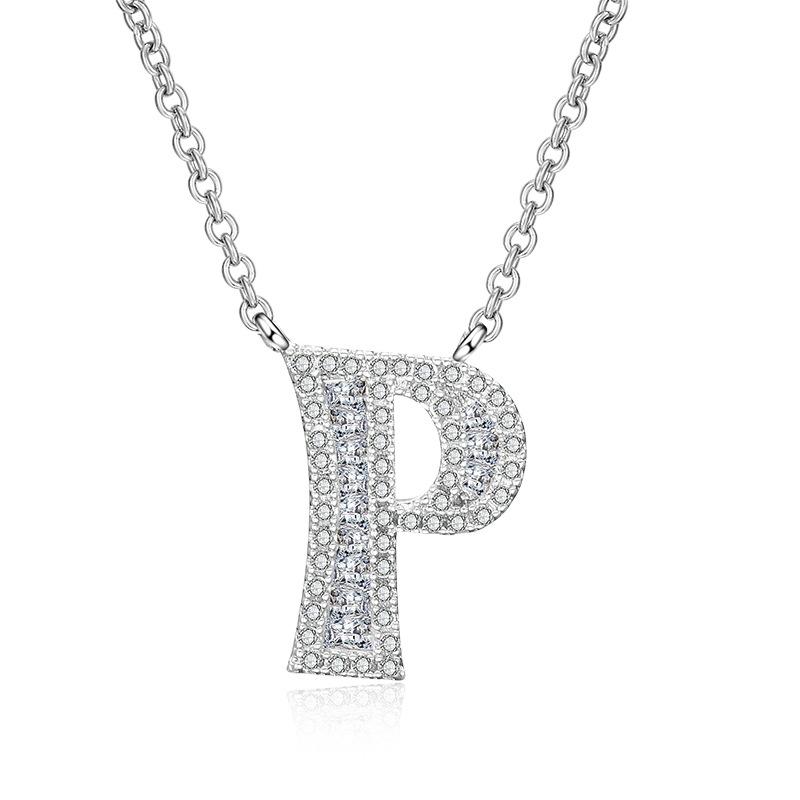 WWJ Collier élégant avec pendentif en zircone cubique brillant avec 26 lettres initiales