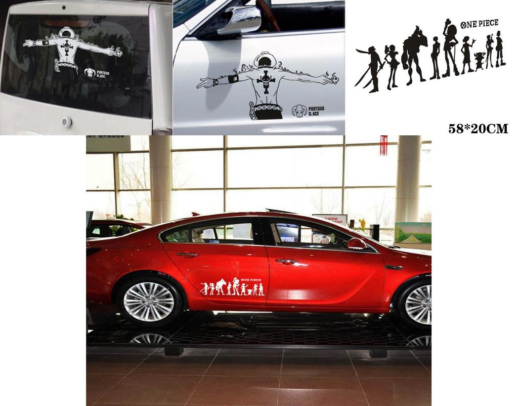 Premium Quality One Piece Portgas D Ace Car Body Sticker Reflective Design For Classic Appeal