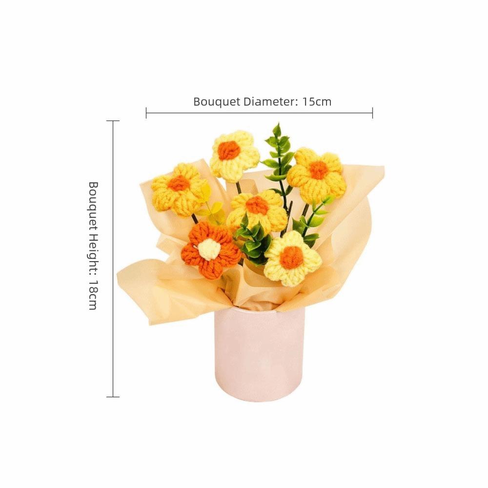 Fertiger Häkelblumenstrauß Sahnetörtchen Blume Handgemacht Künstliche Blumen Deko Gestrickter Blumenstrauß