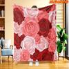 1pc Red Pink Rose Blanket Suitable for All Seasons, Soft Flannel Throw Bedspread with Rose Print, Machine Washable Cozy Bedspread for Couch, Sofa, - P