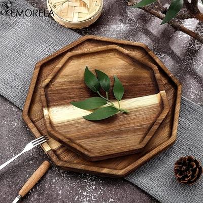 1PCS Solid Wooden Octagon Square Serving Desserts Trays Suitable For Placing Fruits Bread Restaurant Serving Accessorie Wooden