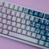 JCM Pink Sand Doubleshot PBT Keycap Set with Korean, Russian, and European Layouts - Side-lit Design.