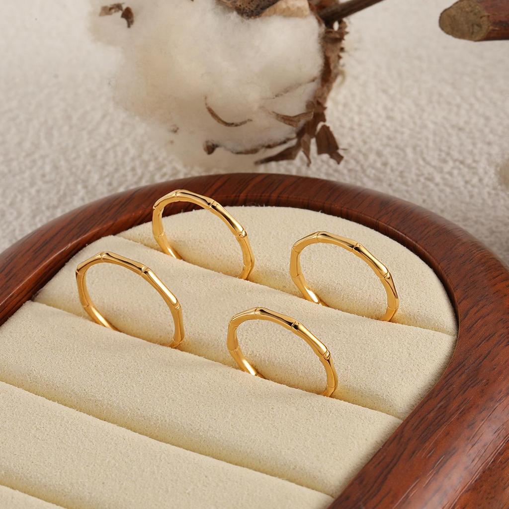 New Korean-Japanese Bamboo Joint Ring: Cold Style, Women's Titanium Steel, Non-Fading, Stackable Index Finger Accessory.