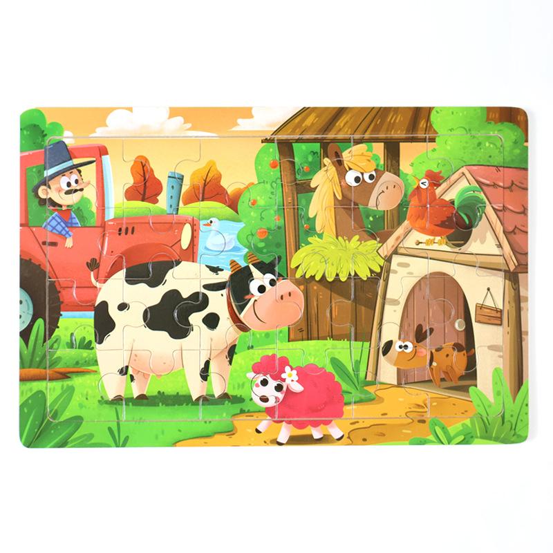 Wooden Children's Puzzles 24 Pieces Early Childhood Education Educational Toys Cartoon Animal Cognitive Puzzles