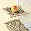 Handwoven Straw Reptile Hammock Breathable Woven Eco-Friendly Bird Swing Mat Chewable Decorative Foraging Mat Toys Bird Cage