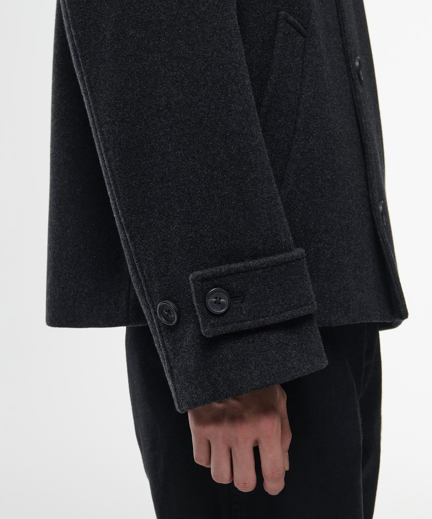 Musinsa Standard Wool Blend Oversized Short Balmacaan Coat [Charcoal Grey]