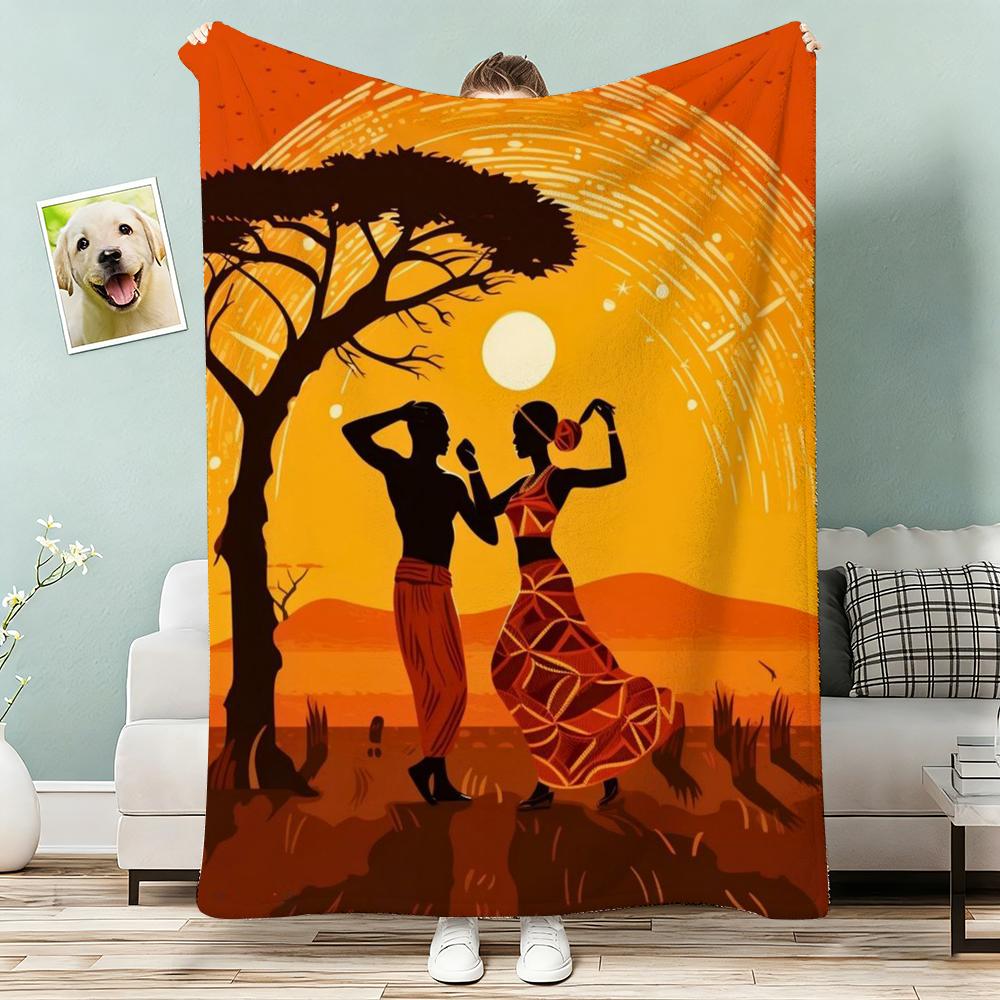 Abstract Painting African Living Throw Lightweight g Flannel Blanket Soft Skinfriendly for Summer Cooling