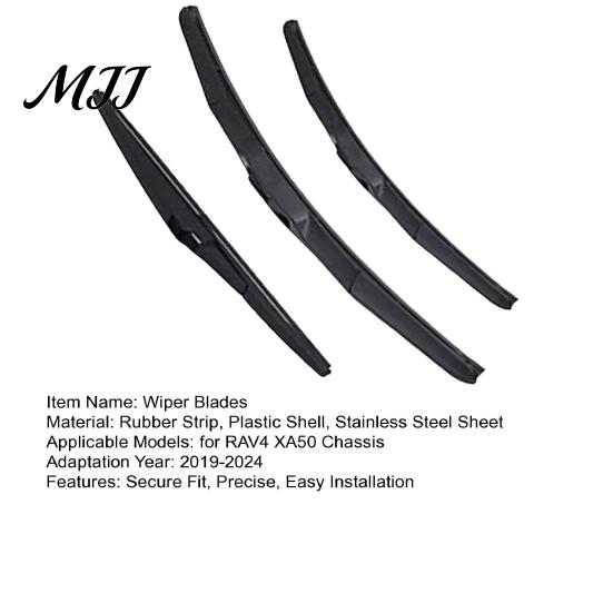 High Speed Stable Wipers 3 Pcs 26"+16" Windshield And 12" Rear Wiper Blade Replacement for RAV4 2019 Front Set 2020 2021 2022 2023 2024, All