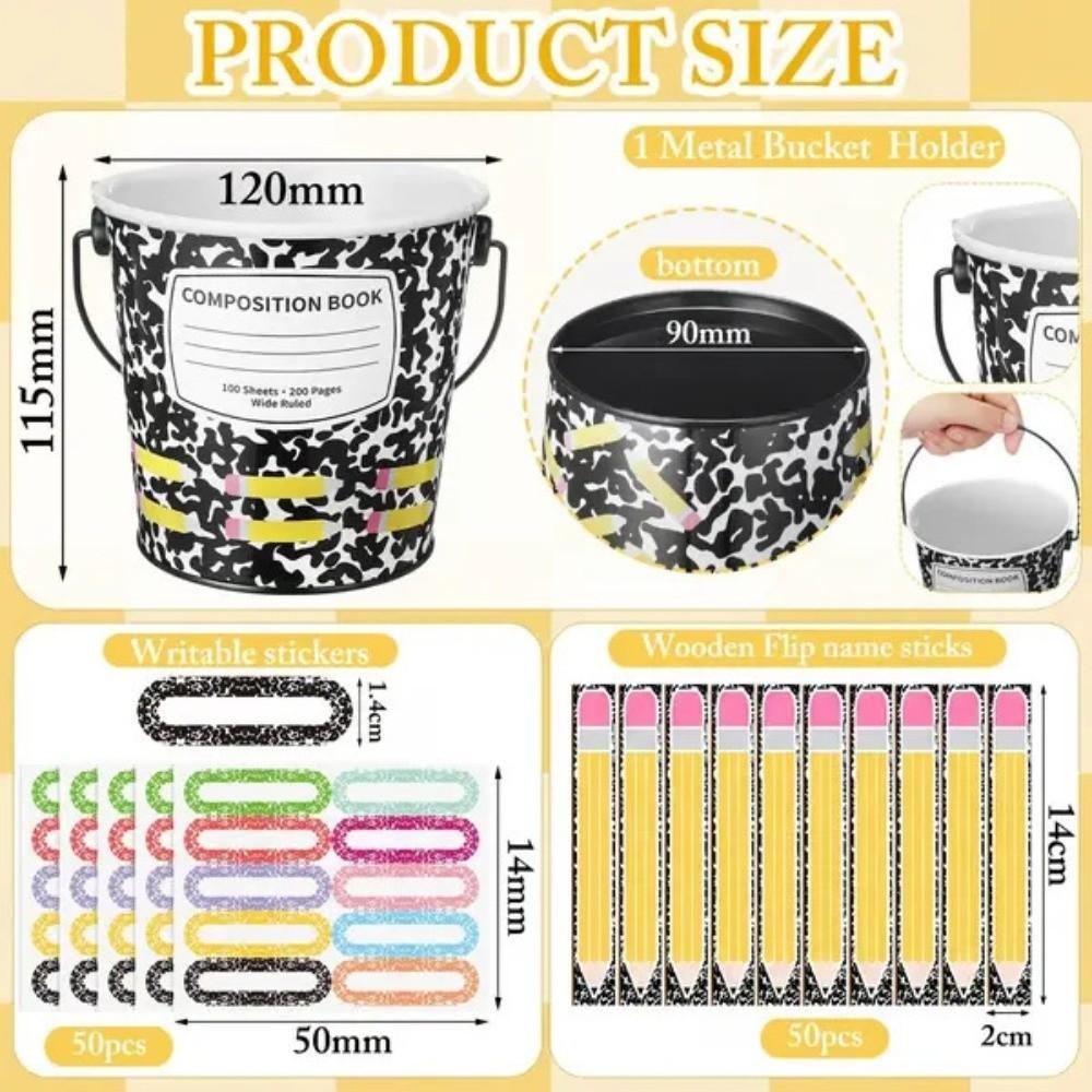 Metal Storage Bucket Student Name Sticks Reusable Teacher Name Sticks  Classroom Management
