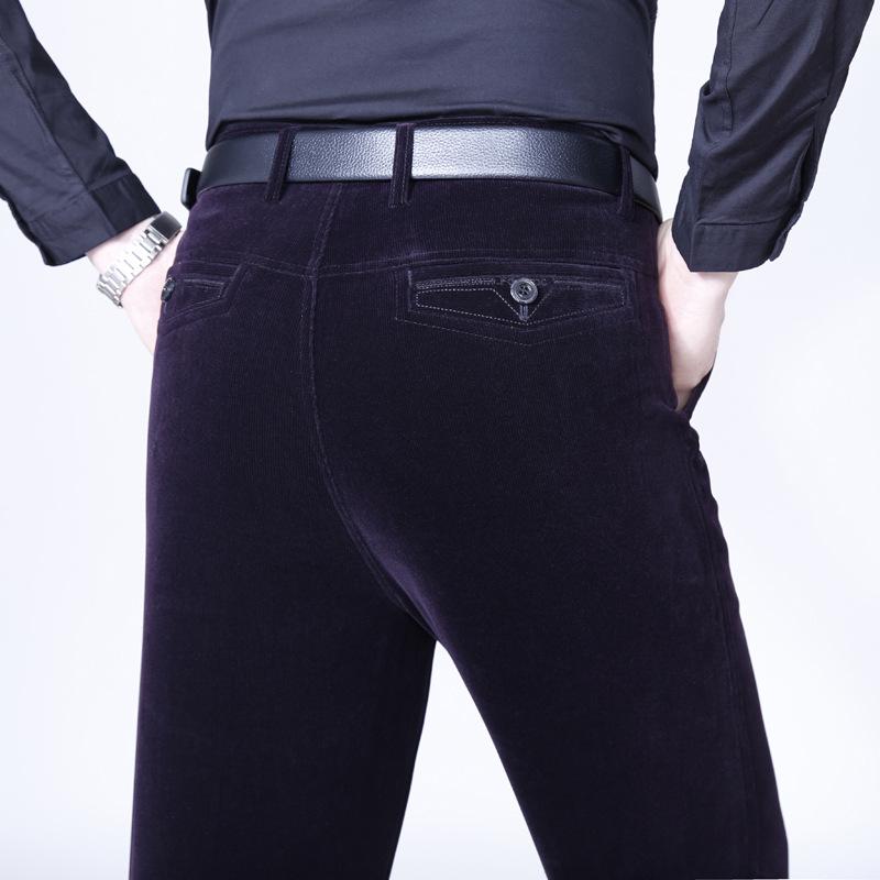 Men's Autumn/Winter Thickened Velvet Corduroy Pants - Middle-Aged & Elderly Casual Loose Fit.