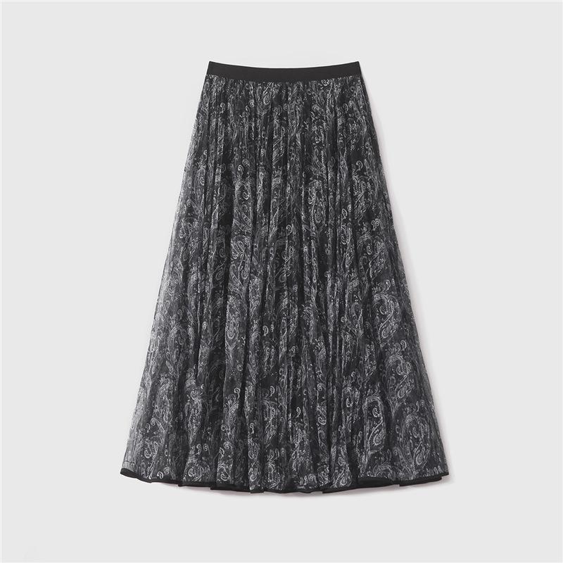 Barcelona  Wandering  Pleated Midi Skirt | Retro Print Vacation Style, New Spring Arrival 2026 F