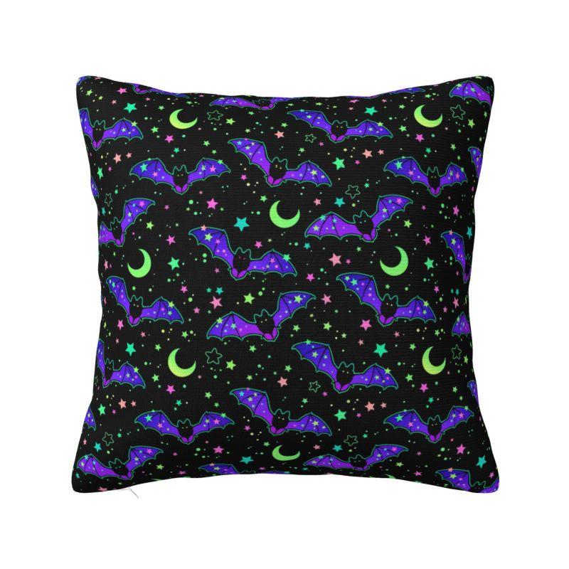 Custom Gothic Halloween Lace Bats Cushion Cover 45x45 Cm Polyester Throw Pillow Case For Sofa Living Room Decoration Pillowcase