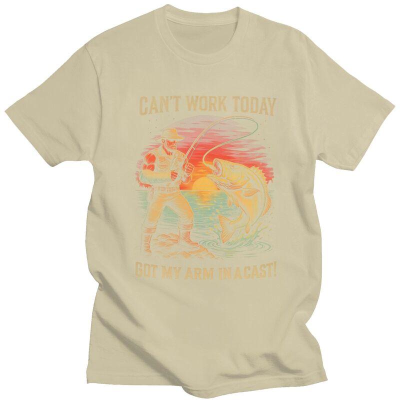 Cant Work Today Arm In A Cast Fishing T Shirt for Men Tshirt Fashion Streetwaer Short Sleeve Tee Shirt Slim Fit Clothing Gift
