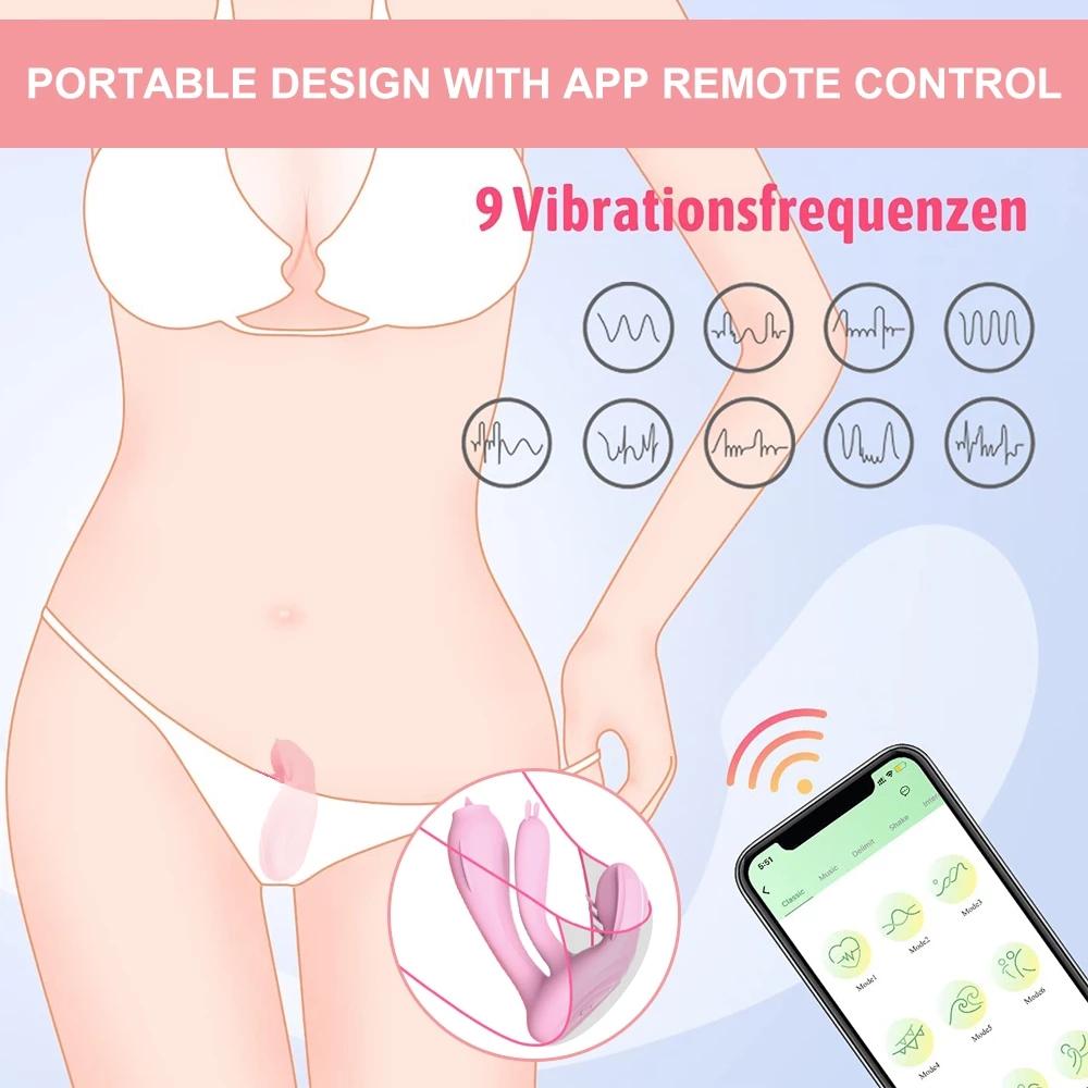 Trådlös Bluetooth Dildo Vibrator för kvinnor APP Fjärrkontroll Vibrerande trosor G-punkt Klitorisstimulator Sexleksaker