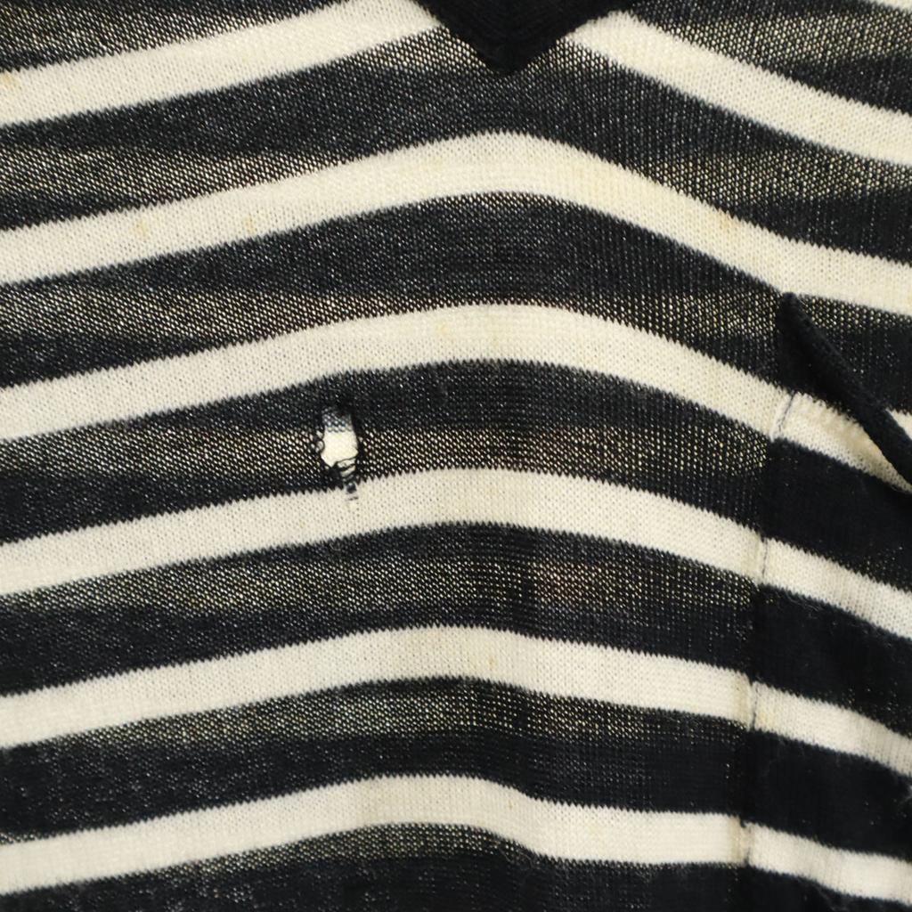 SAINT LAURENT made in Italy Border Pattern Short sleeve V neck knit XS Women Used