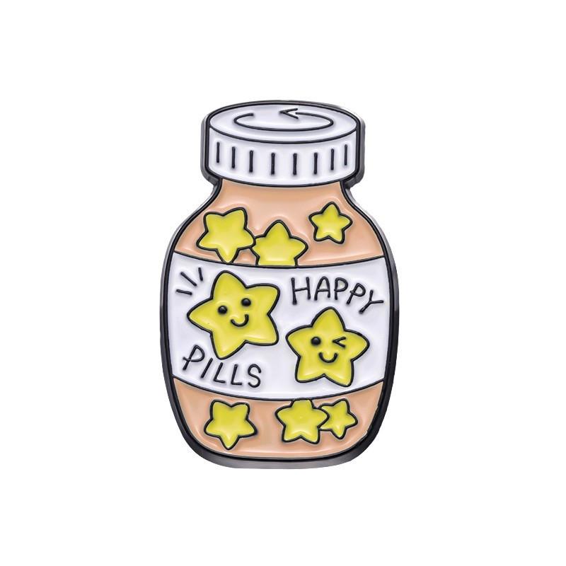 Creative Cartoon Pill Series Metal Brooch Set Whimsical Alphabet Pin Collection For Fashionable Accessory Lovers